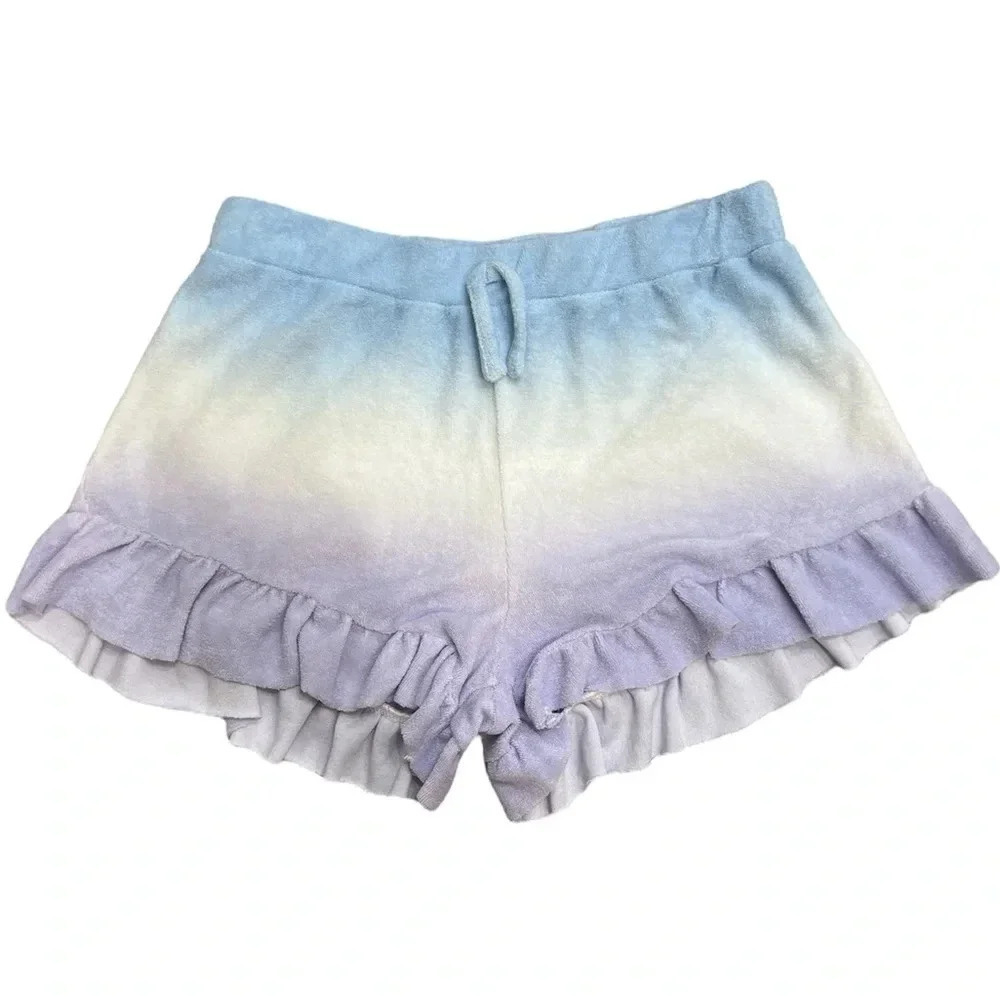 NWT Vintage Havana Ombré Blue to Purple Ruffle Terry Track Shorts Swim Cover